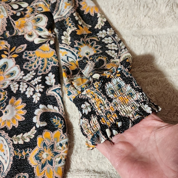 Daniel Rainn DR2 Top Blouse Womens Sz L Floral Paisley Long Sleeve Button Up - Picture 3 of 10